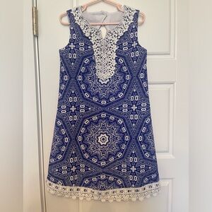 Bonnie Jean Size 6 Girls Blue/White Shift Dress